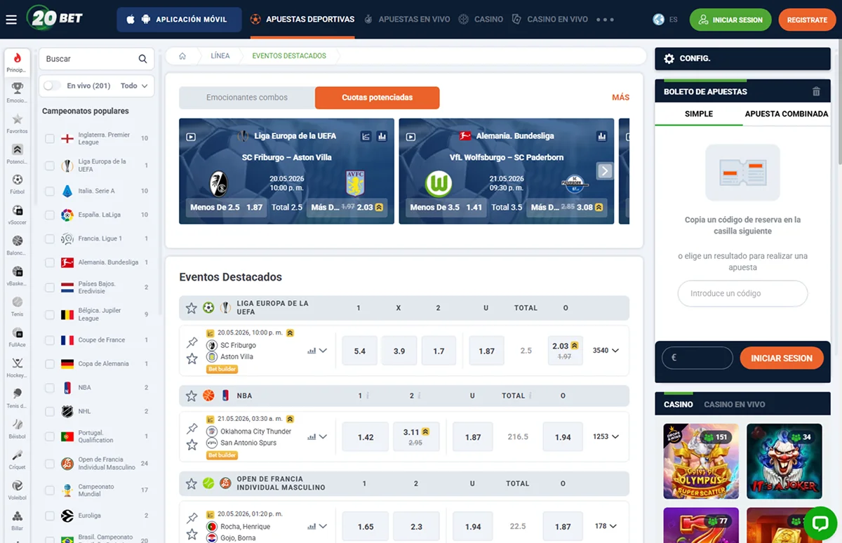 20Bet Corredor de apuestas